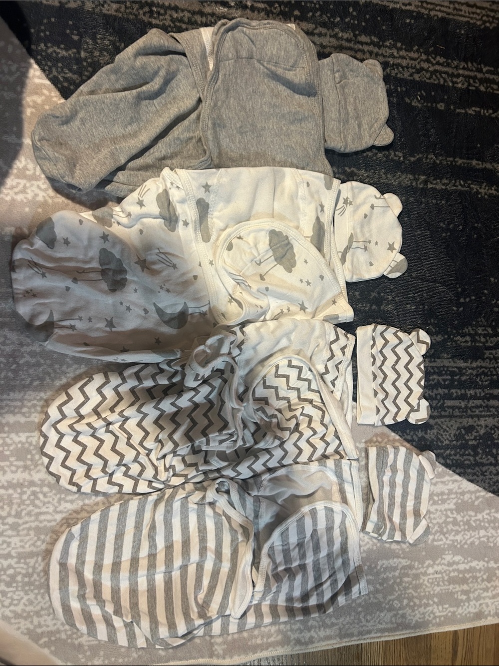 Baby Swaddle Set - Neutral Gray and White - Unbranded sleep sacks